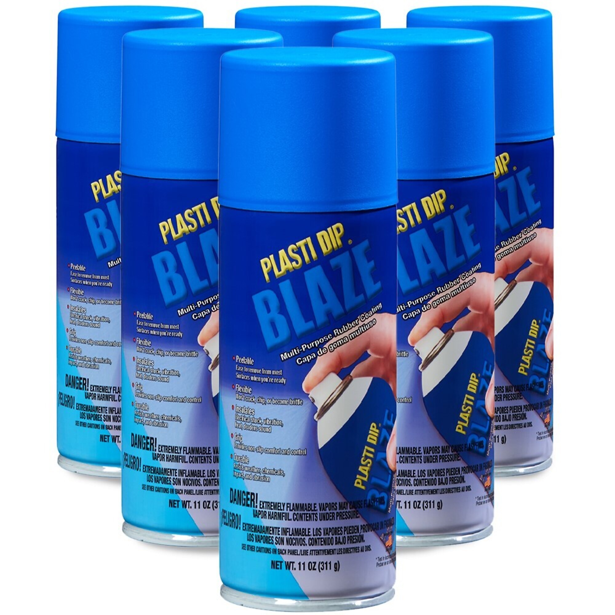 Plasti Dip Blaze Spray — 11-Oz., Flexible Protective Rubber Coating, Blue, 6 Pk, Model# 11219-6